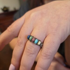 Carolyn Pollack Multicolor Stone Silver Ring, Size 8